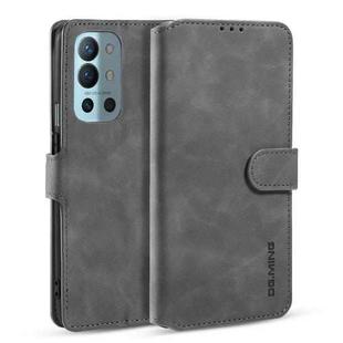 For OnePlus 9R DG.MING Retro Oil Side Horizontal Flip Leather Case with Holder & Card Slots & Wallet(Grey)