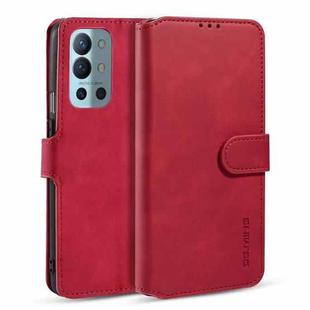 For OnePlus 9R DG.MING Retro Oil Side Horizontal Flip Leather Case with Holder & Card Slots & Wallet(Red)
