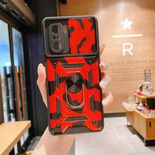 For Xiaomi Redmi K40 Pro Sliding Camera Cover Design Camouflage Series TPU+PC Protective Case(Red)