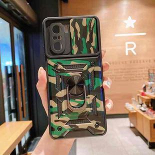 For Xiaomi Redmi K40 Pro Sliding Camera Cover Design Camouflage Series TPU+PC Protective Case(Green)