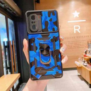 For Xiaomi Redmi K40 Pro Sliding Camera Cover Design Camouflage Series TPU+PC Protective Case(Blue)