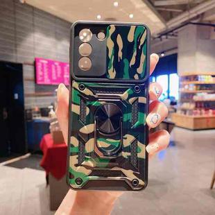 For Samsung Galaxy S21 Ultra 5G Sliding Camera Cover Design Camouflage Series TPU+PC Protective Case(Green)