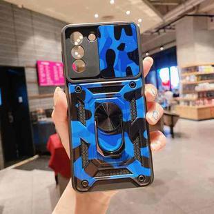 For Samsung Galaxy S21 Ultra 5G Sliding Camera Cover Design Camouflage Series TPU+PC Protective Case(Blue)