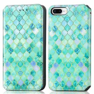 Colorful Magnetic Horizontal Flip PU Leather Case with Holder & Card Slot & Wallet For iPhone 8 Plus / 7 Plus(Emerald)