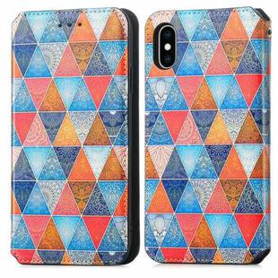 For iPhone X / XS Colorful Magnetic Horizontal Flip PU Leather Case with Holder & Card Slot & Wallet(Rhombus Mandala)