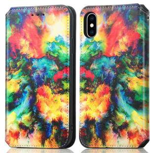 For iPhone XS Max Colorful Magnetic Horizontal Flip PU Leather Case with Holder & Card Slot & Wallet(Colorful Cloud)