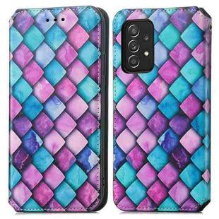 For Samsung Galaxy A72 5G Colorful Magnetic Horizontal Flip PU Leather Case with Holder & Card Slot & Wallet(Purple Scales)