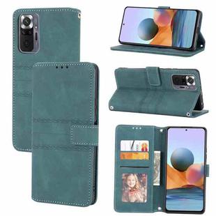 For Xiaomi Redmi Note 10 Pro 5G Embossed Striped Magnetic Buckle PU + TPU Horizontal Flip Leather Case with Holder & Card Slot & Wallet & Photo Frame & Sling(Green)