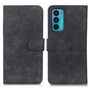 For Motorola Edge 20 KHAZNEH Retro Texture PU + TPU Horizontal Flip Leather Case with Holder & Card Slots & Wallet(Black)