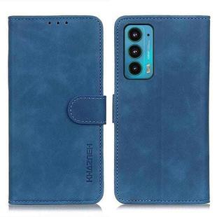 For Motorola Edge 20 KHAZNEH Retro Texture PU + TPU Horizontal Flip Leather Case with Holder & Card Slots & Wallet(Blue)