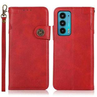 For Motorola Edge 20 KHAZNEH Dual-Splicing Cowhide Texture Horizontal Flip Leather Case with Holder & Card Slots & Wallet & Photo Frame & Lanyard(Red)