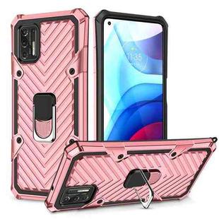 For Motorola Moto G Stylus 2021 Cool Armor PC + TPU Shockproof Case with 360 Degree Rotation Ring Holder(Rose Gold)