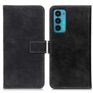 For Motorola Edge 20 Magnetic Crocodile Texture Horizontal Flip Leather Case with Holder & Card Slots & Wallet(Black)