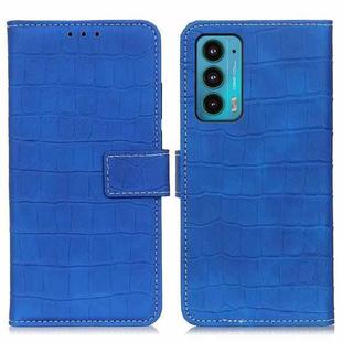 For Motorola Edge 20 Magnetic Crocodile Texture Horizontal Flip Leather Case with Holder & Card Slots & Wallet(Blue)