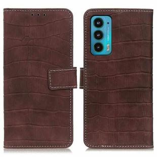 For Motorola Edge 20 Magnetic Crocodile Texture Horizontal Flip Leather Case with Holder & Card Slots & Wallet(Brown)