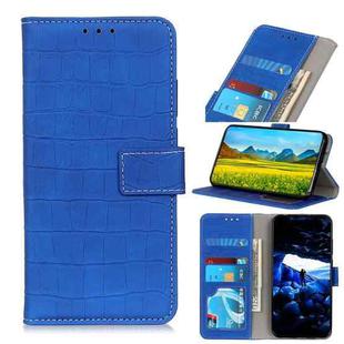 For OPPO A16 Magnetic Crocodile Texture Horizontal Flip Leather Case with Holder & Card Slots & Wallet(Blue)