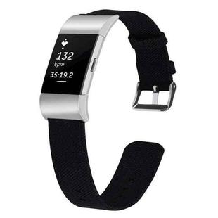 For FITBIT Charge 2 Smart Watch Canvas Watch Band, Size:L(Black)