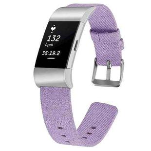 For FITBIT Charge 2 Smart Watch Canvas Watch Band, Size:L(Purple)