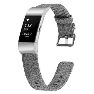 For FITBIT Charge 2 Smart Watch Canvas Watch Band, Size:L(Black Grey)