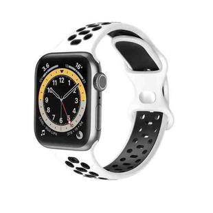 Two-color 8-buckle Silicone Watch Band For Apple Watch Series 9&8&7 41mm / SE 3&SE 2&6&SE&5&4 40mm / 3&2&1 38mm(White Black)