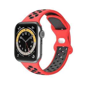 Two-color 8-buckle Silicone Watch Band For Apple Watch Series 9&8&7 41mm / SE 3&SE 2&6&SE&5&4 40mm / 3&2&1 38mm(Red Black)