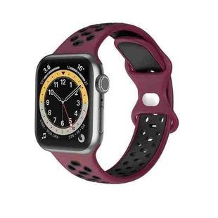 Two-color 8-buckle Silicone Watch Band For Apple Watch Series 8&7 41mm / SE 2&6&SE&5&4 40mm / 3&2&1 38mm(Wine Red Black)
