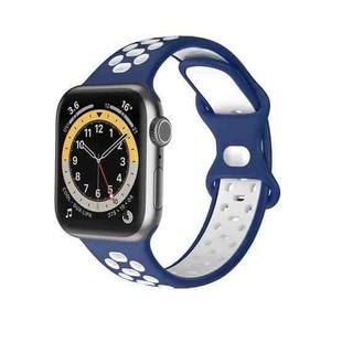 Two-color 8-buckle Silicone Watch Band For Apple Watch Series 8&7 45mm / SE 2&6&SE&5&4 44mm / 3&2&1 42mm(Blue White)