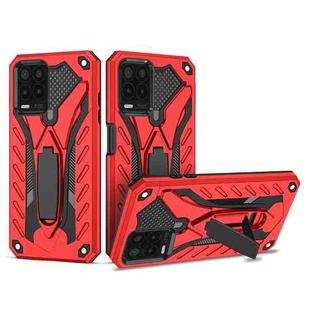 For OPPO Realme 8 5G Shockproof TPU + PC Protective Case with Holder(Red)