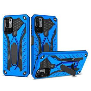 For Xiaomi Redmi Note 10 5G / Poco M3 Pro 5G Shockproof TPU + PC Protective Case with Holder(Blue)