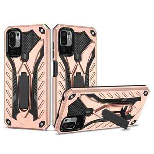 For Xiaomi Redmi Note 10 5G / Poco M3 Pro 5G Shockproof TPU + PC Protective Case with Holder(Rose Gold)