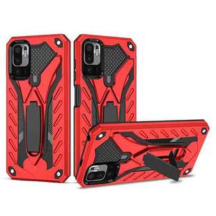 For Xiaomi Redmi Note 10 5G / Poco M3 Pro 5G Shockproof TPU + PC Protective Case with Holder(Red)
