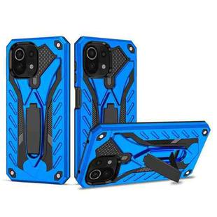 For Xiaomi Mi 11 Lite Shockproof TPU + PC Protective Case with Holder(Blue)