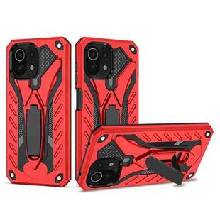 For Xiaomi Mi 11 Lite Shockproof TPU + PC Protective Case with Holder(Red)