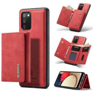 For Samsung Galaxy A02s DG.MING M1 Series 3-Fold Multi Card Wallet  Back Cover Shockproof Case with Holder Function(Red)