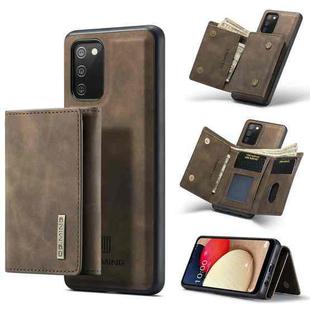 For Samsung Galaxy A02s DG.MING M1 Series 3-Fold Multi Card Wallet  Back Cover Shockproof Case with Holder Function(Coffee)