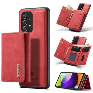 For Samsung Galaxy A52 5G / 4G DG.MING M1 Series 3-Fold Multi Card Wallet  Back Cover Shockproof Case with Holder Function(Red)