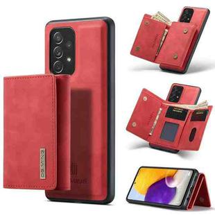 For Samsung Galaxy A72 5G / 4G DG.MING M1 Series 3-Fold Multi Card Wallet  Back Cover Shockproof Case with Holder Function(Red)