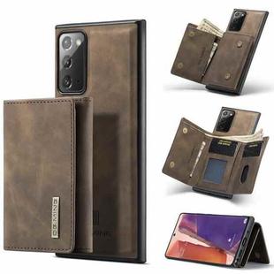 For Samsung Galaxy Note20 DG.MING M1 Series 3-Fold Multi Card Wallet  Back Cover Shockproof Case with Holder Function(Coffee)