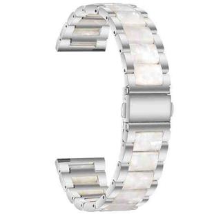 For Samsung Smart Watch 20mm Three-beads Steel + Resin Watch Band(Silver White)