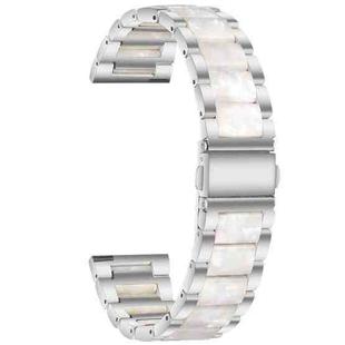 For Samsung Smart Watch 22mm Three-beads Steel + Resin Watch Band(Silver White)