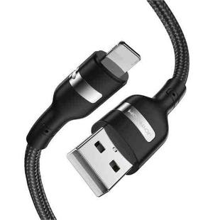 JOYROOM S-1230N7 2.4A Starlight Series USB to 8 Pin Nylon Braid Data Cable for iPhone, iPad, Length: 1.2m(Black)