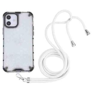 For iPhone 12 / 12 Pro Shockproof Honeycomb PC + TPU Case with Neck Lanyard(White)