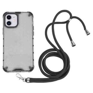 For iPhone 11 Shockproof Honeycomb PC + TPU Case with Neck Lanyard (Grey)