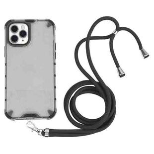 For iPhone 11 Pro Shockproof Honeycomb PC + TPU Case with Neck Lanyard (Grey)