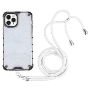 For iPhone 11 Pro Shockproof Honeycomb PC + TPU Case with Neck Lanyard (White)