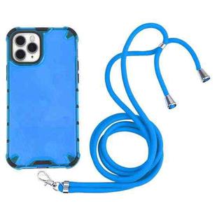 For iPhone 11 Pro Max Shockproof Honeycomb PC + TPU Case with Neck Lanyard (Blue)