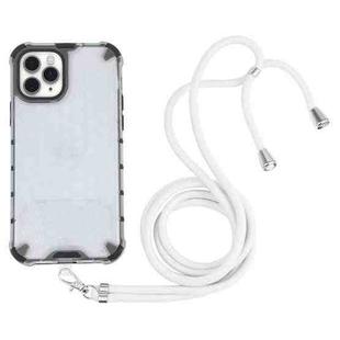 For iPhone 11 Pro Max Shockproof Honeycomb PC + TPU Case with Neck Lanyard (White)