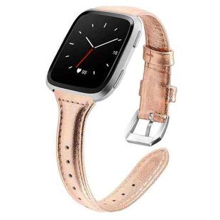 For Fitbit Versa 2 Smart Watch Leather Watch Band, Shrink Version(Rose Gold)