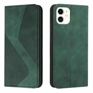 Skin Feel Magnetic S-type Solid Color Horizontal Flip Leather Case with Holder & Card Slot & Wallet For iPhone 13(Green)