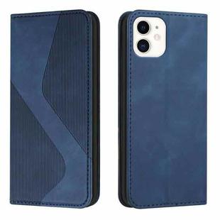 For iPhone 13 Skin Feel Magnetic S-type Solid Color Horizontal Flip Leather Case with Holder & Card Slot & Wallet(Blue)